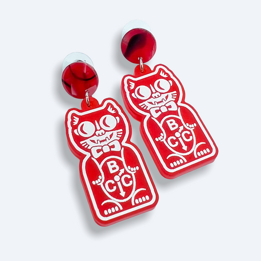 Bad Cat Clock Earrings